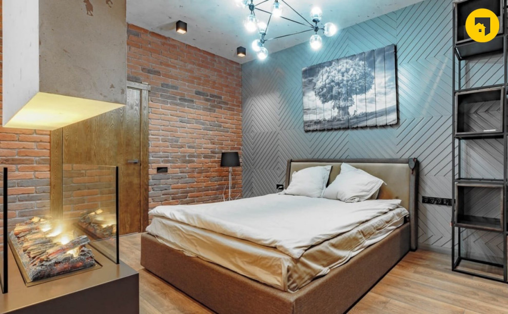 Trendy bedroom photo in Saint Petersburg