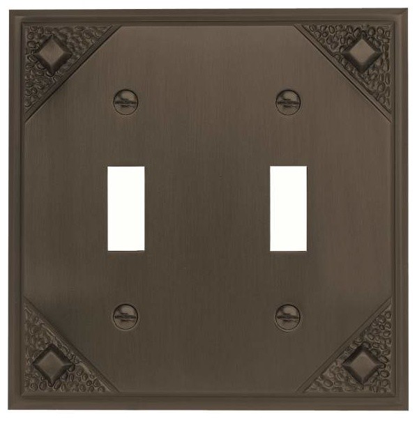 Atlas MdtO Craftsman Double Toggle Switch Plate Aged Bronze Switch