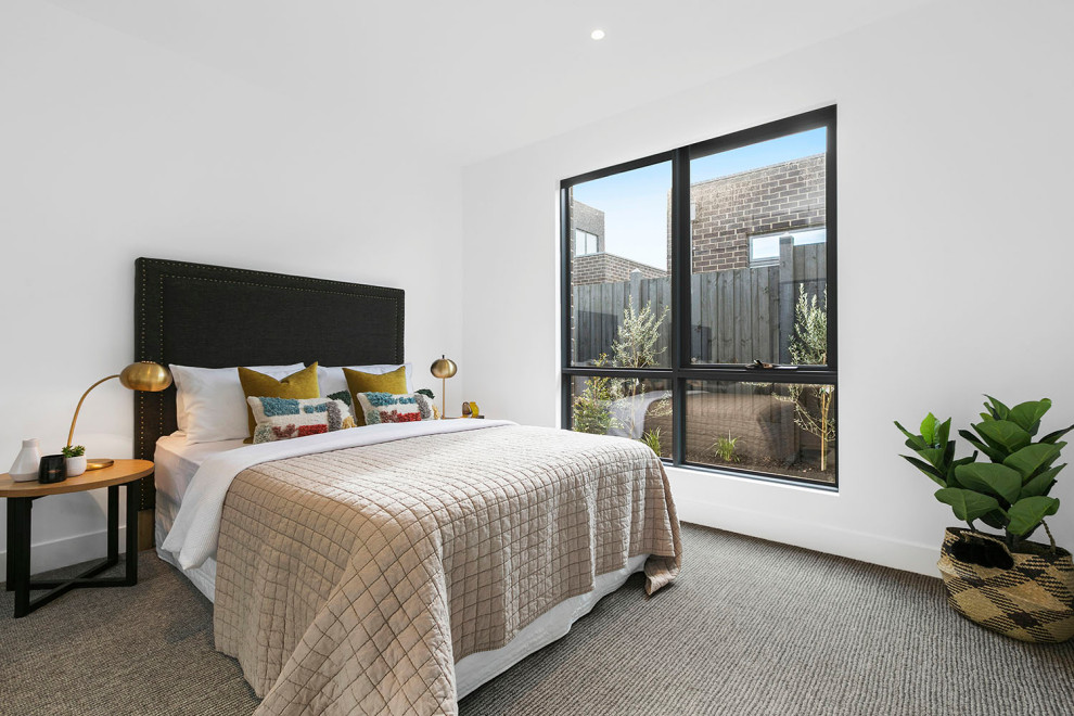 Design ideas for a contemporary bedroom in Melbourne.