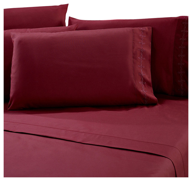 Shop Houzz BNF Home Elegant Series Burgundy Bed Sheet Set Sheet And