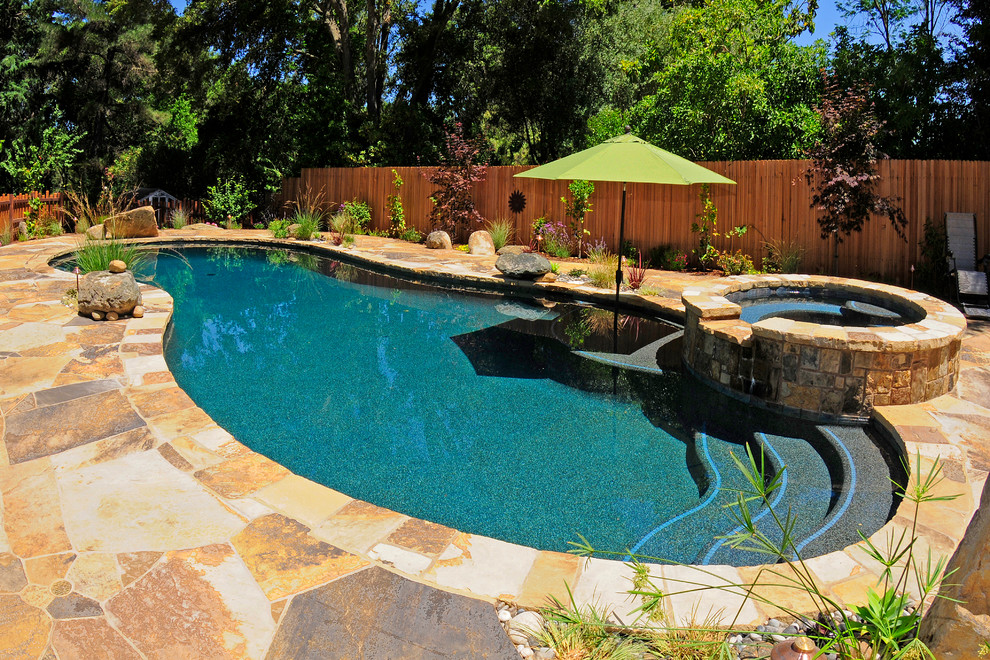 Natural Pool with Flagstone coping & patio - Unique Rustic ...