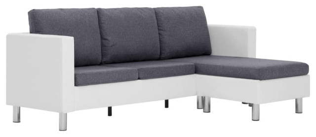 Vidaxl 3 Seater Sofa With Cushions, White Faux Leather Sleeper Sofa