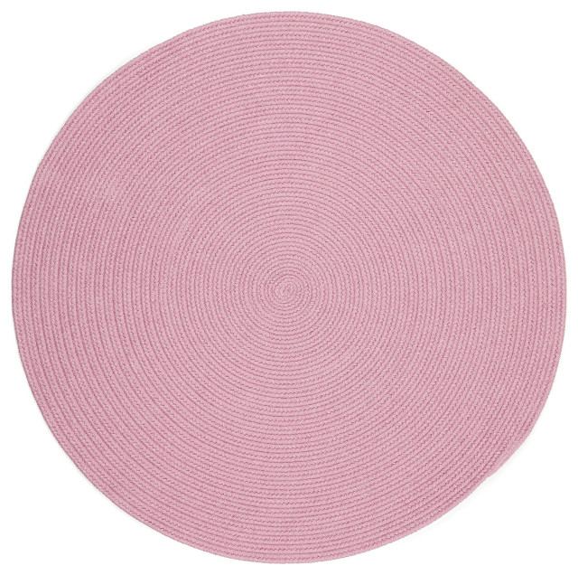 Lullaby Childrens Solid Braided Rug Solid Pink 4' Round