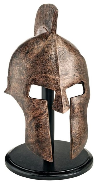 Spartan greek helmet and shield bronze sculpture wall art home decor gift 