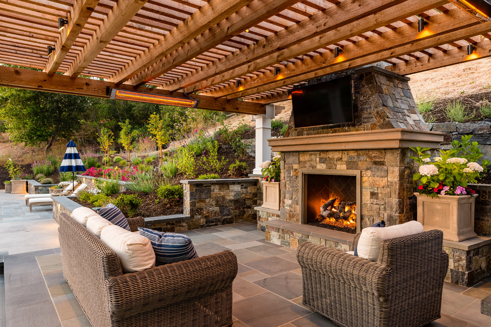 Pergola Pavilion with an Outdoor Kitchen and Living Room - Craftsman ...