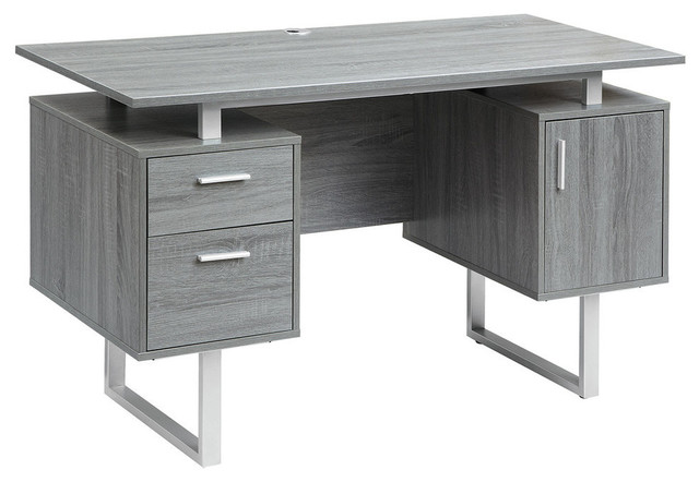 Modern Grey Office Desk With Storage