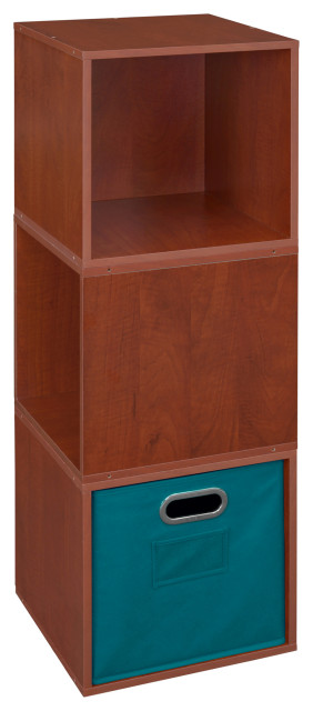 Niche Cubo Storage Set - 3 Cubes and 1 Canvas Bin- Cherry/Teal