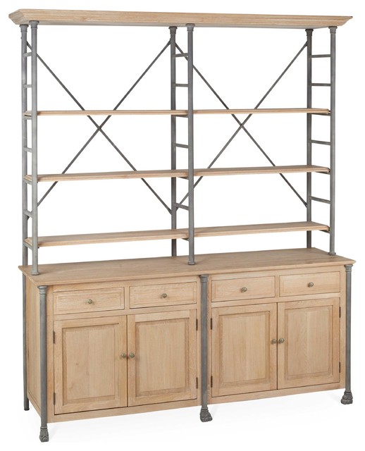 Livre French Country Iron Pine Wood Large Bookcase Traditional Livre French Country Iron Pine Wood Large Bookcase Traditional Bookcases