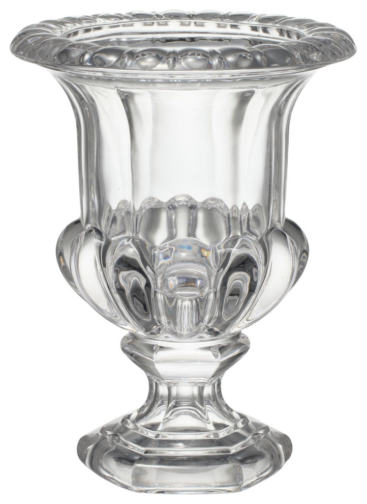 10" Clear Large Omari Crystal Urn Vase