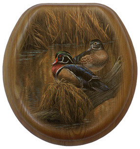 Back Waters Wood Duck Round Oak with Brushed Nickel Toilet Seat