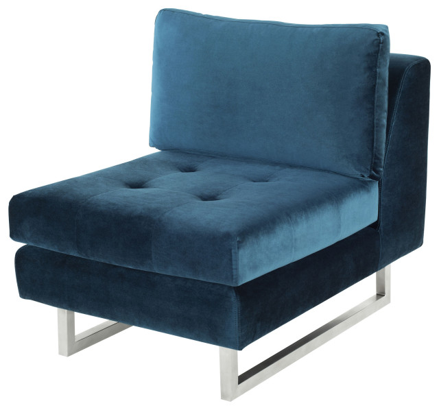 Janis Midnight Blue Fabric Armless Sofa Seat, HGSC356