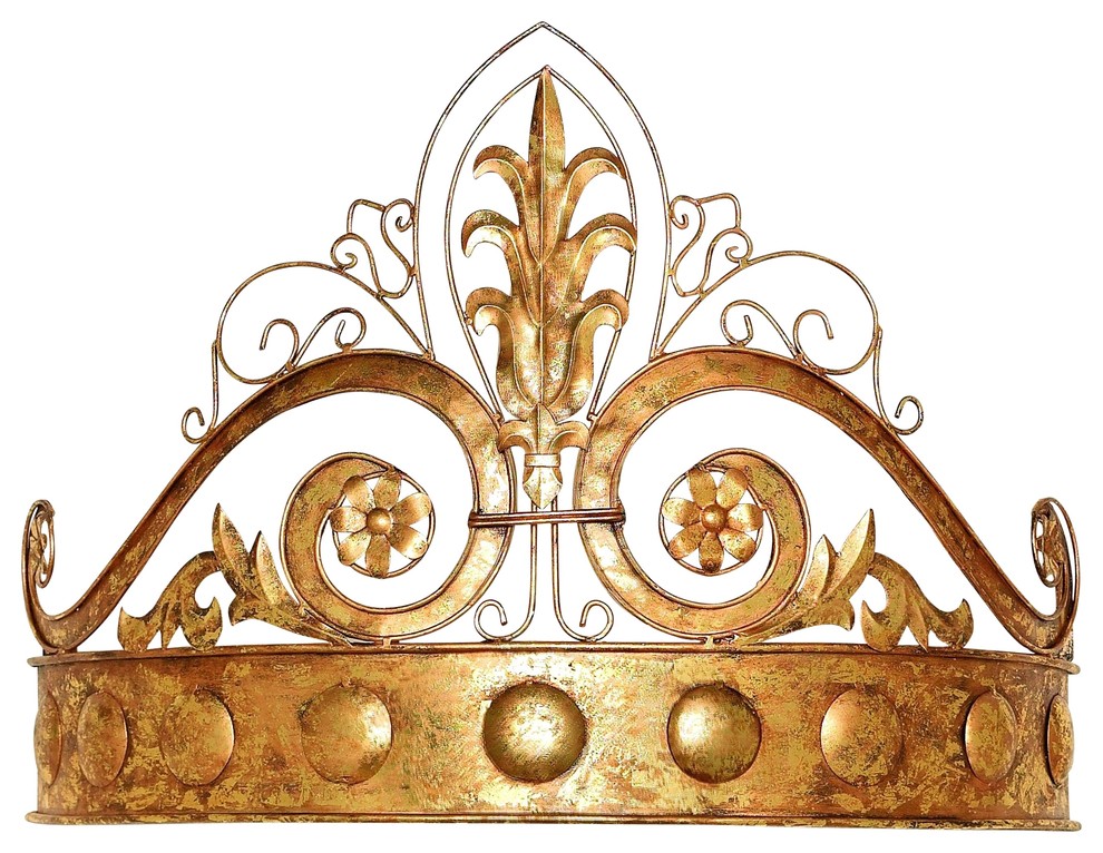 Antique Gold Iron Bed Crown/Tester Traditional Decorative Objects