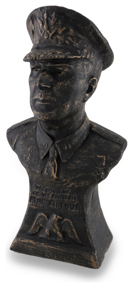 Bronzed American General Douglas Macarthur Plaster Bust Statue