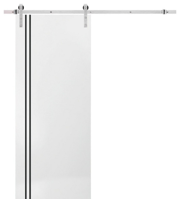 Sturdy Barn Door with Hardware Planum 0016 White Silk with 6.6FT
