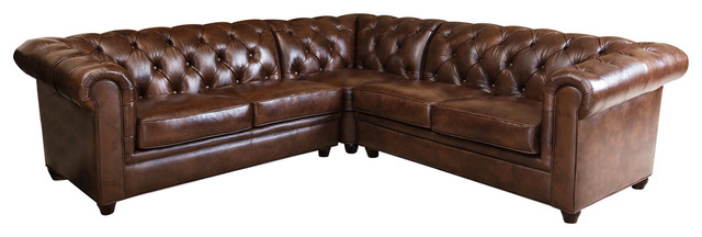 Abbyson Living Tuscan 3 Piece Sectional Sofa Brown