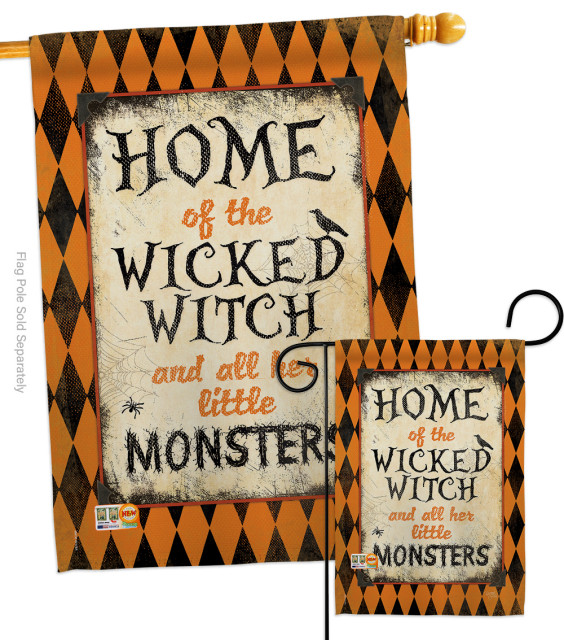 Wicked Home Fall Halloween Flags Set Modern Flags And Flagpoles