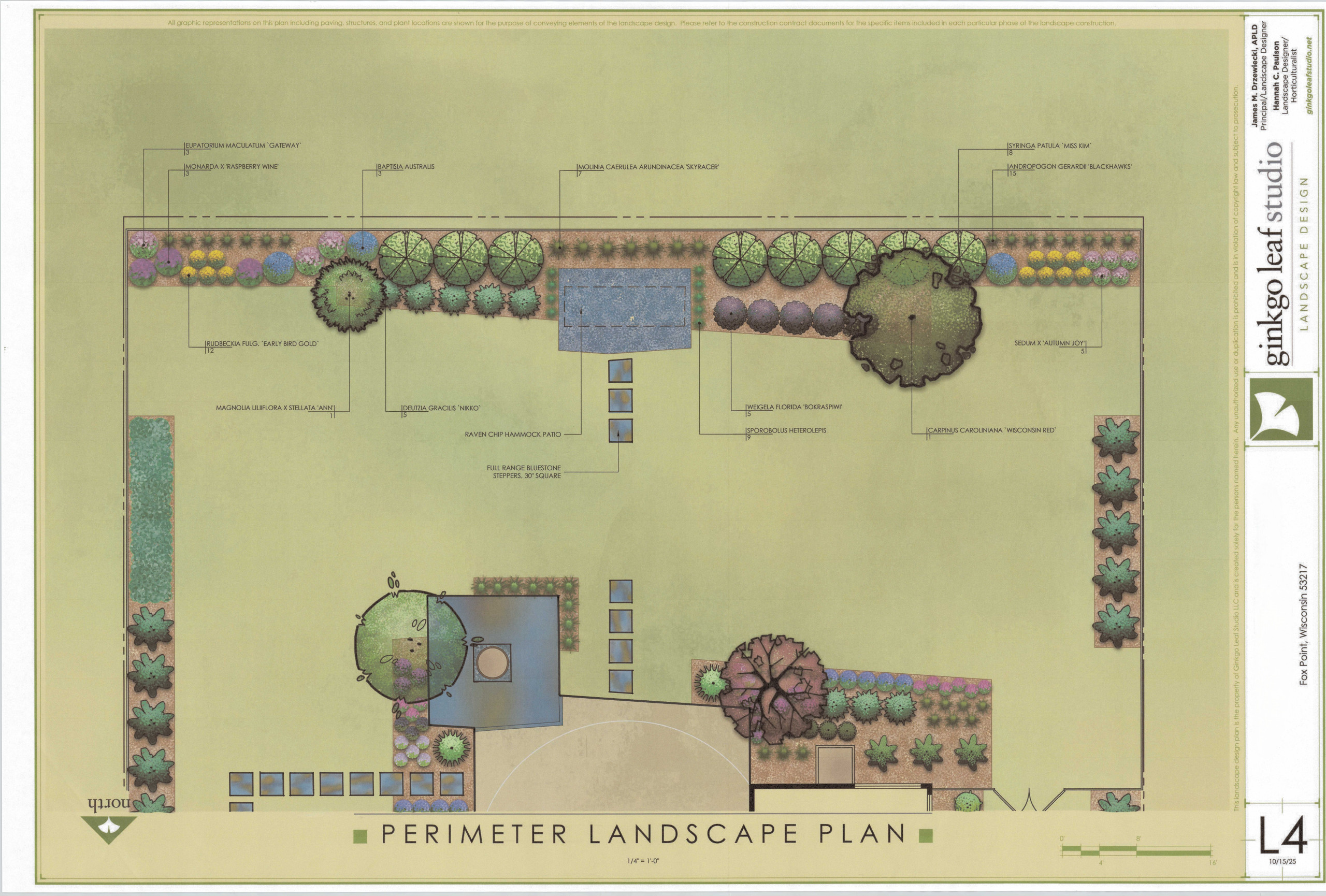 Mid-Century Ranch Front yard + Backyard Landscape - Fox Point