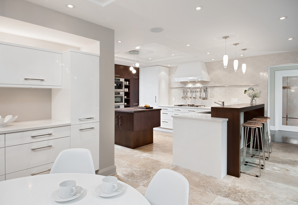 White and Warm Contemporary Kitchen Ottawa by Design First