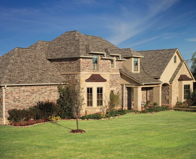 Stylish GAF Camelot II Weatherd Wood Shingled Roof Traditional