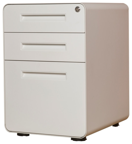Pemberly Row Mobile 3 Drawer File Cabinet in Black