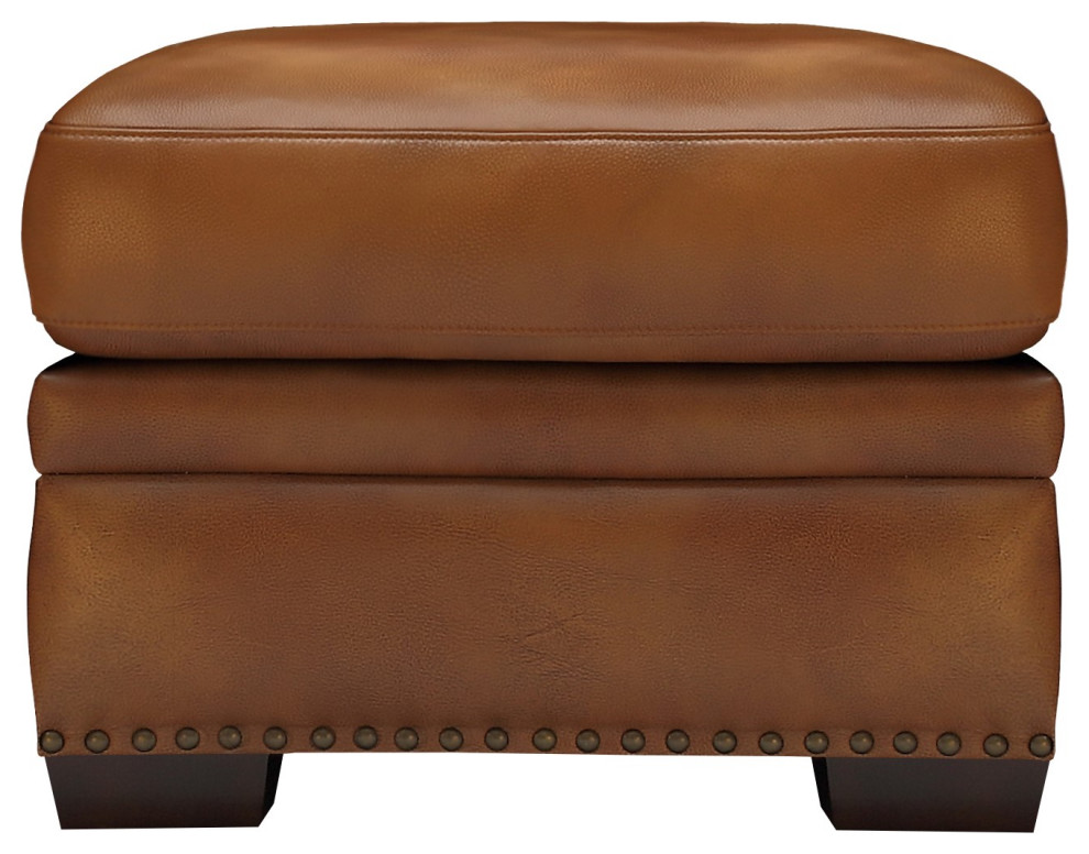 Toulouse Top Grain Leather Ottoman Transitional Footstools And