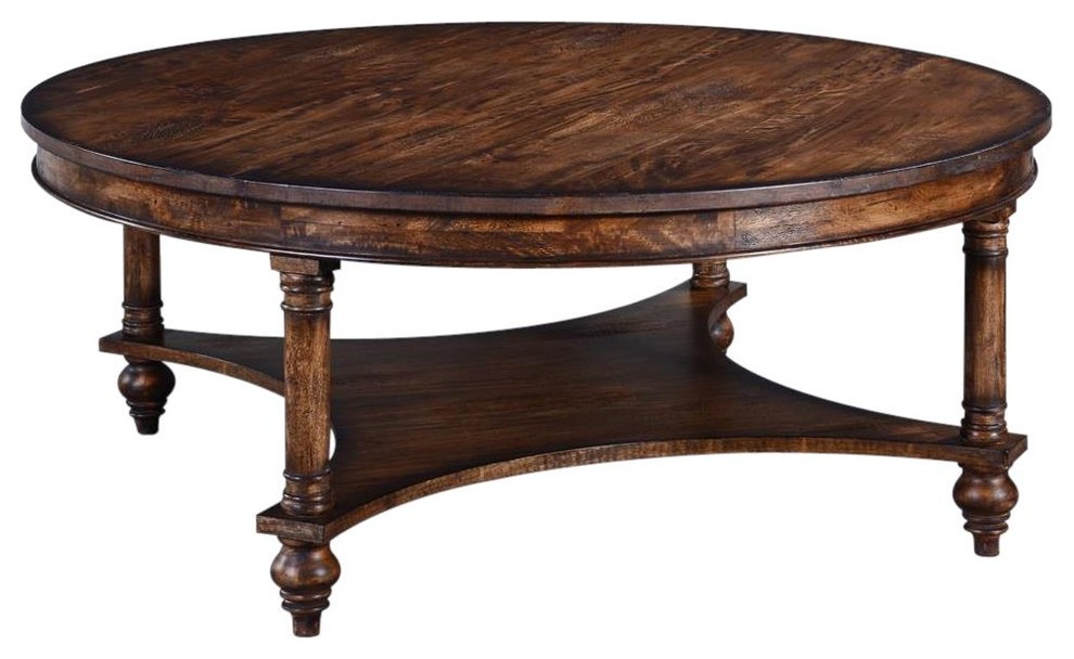Glenbrook Round Rustic Pecan Coffee Table Traditional Coffee Tables