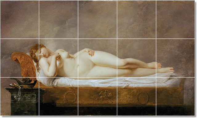 Anne-Louis Girodet-Trioson Nudes Painting Ceramic Tile Mural #21, 30"x18"