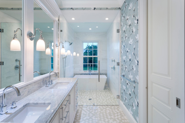 Transitional in Palm Beach maritimt-badevaerelse