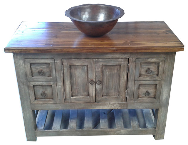 Belmont Reclaimed Wood Rustic Bathroom, 60"x20"x32" - Farmhouse - Bathroom Vanities And Sink 