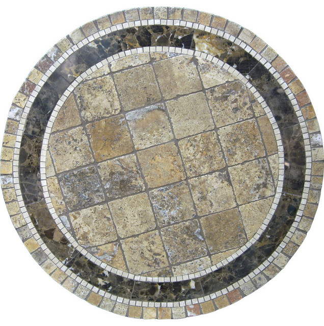 Monaco Mosaic Stone Round Coffee Table, 24"