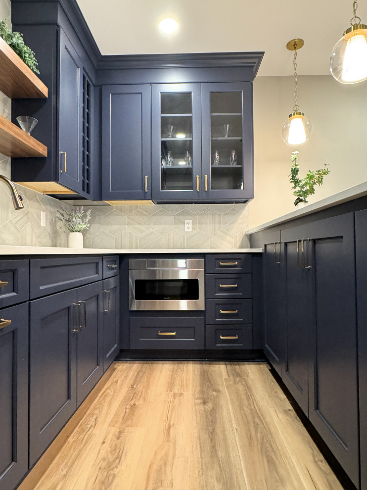 Blue and Brass Transitional Bar Design