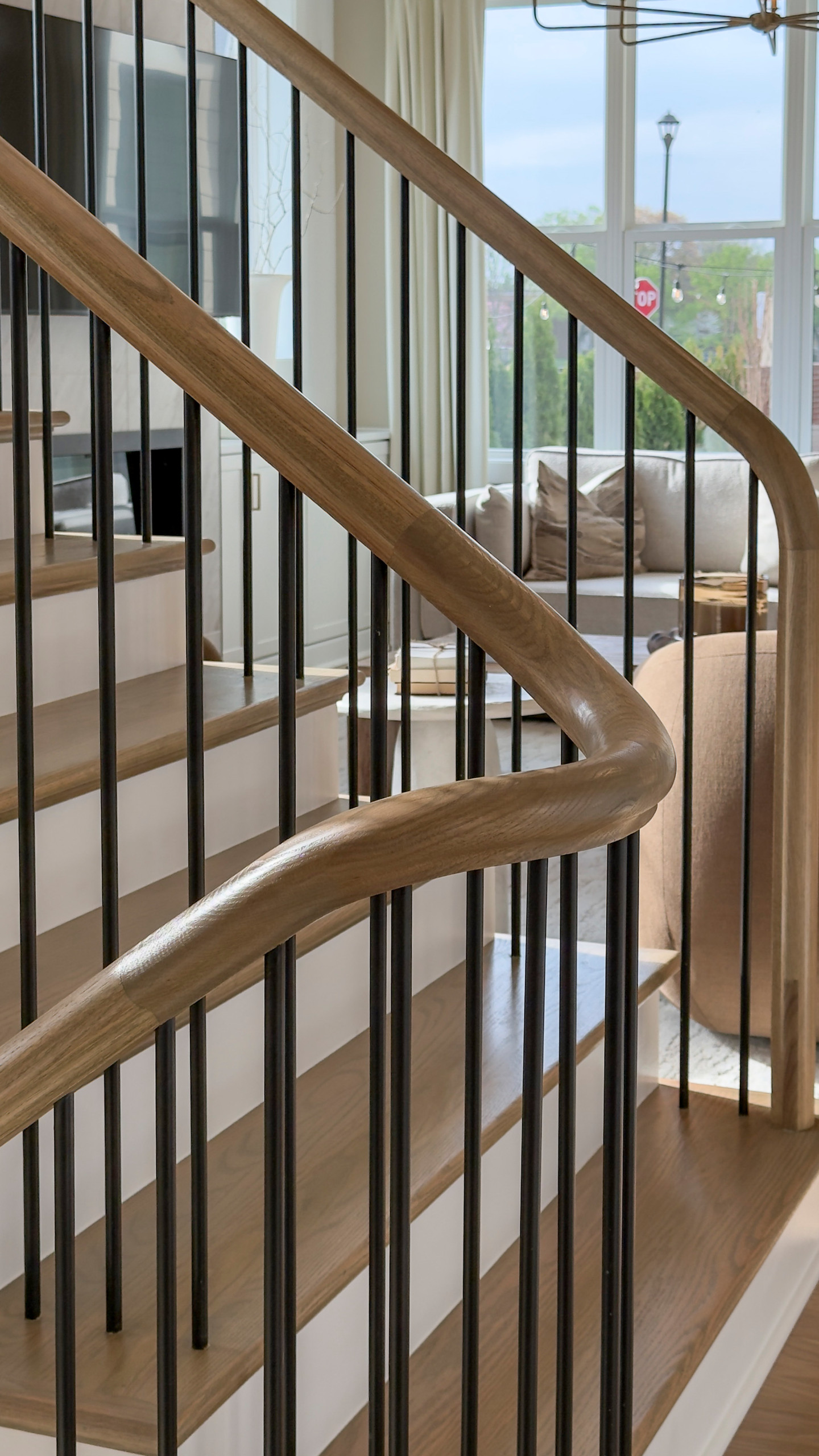 Project #153 | Sophisticated Red Oak Stair with Metal Balusters