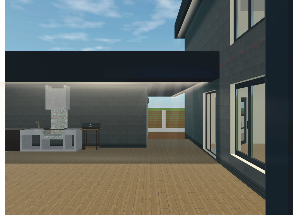 разработка дизайка фасада дома и построение зон участка