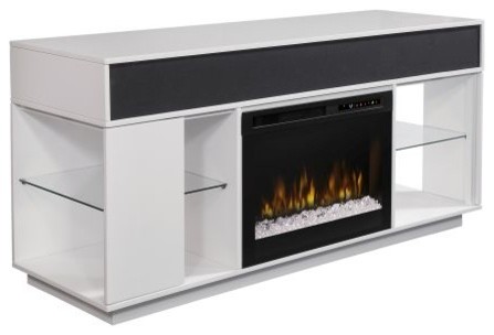 Media Console Electric Fireplace With Soundbar Swing Doors 26