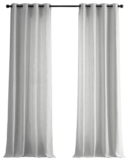 White Grommet Heavy FauxLinen Curtain Single Panel, 50"x84"