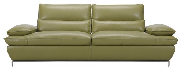 Naomi Olive Green Top-Grain Full Leather Sofa