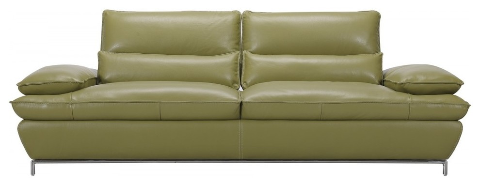 Naomi Olive Green Top-Grain Full Leather Sofa