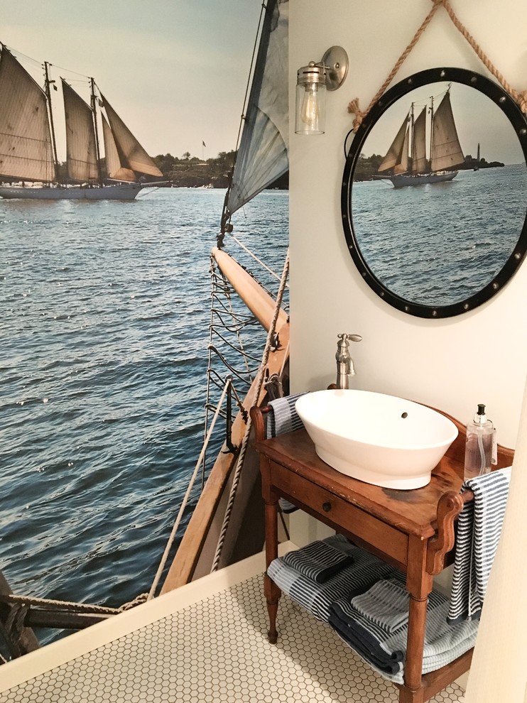 Inspiration for a beach style bathroom in New York.
