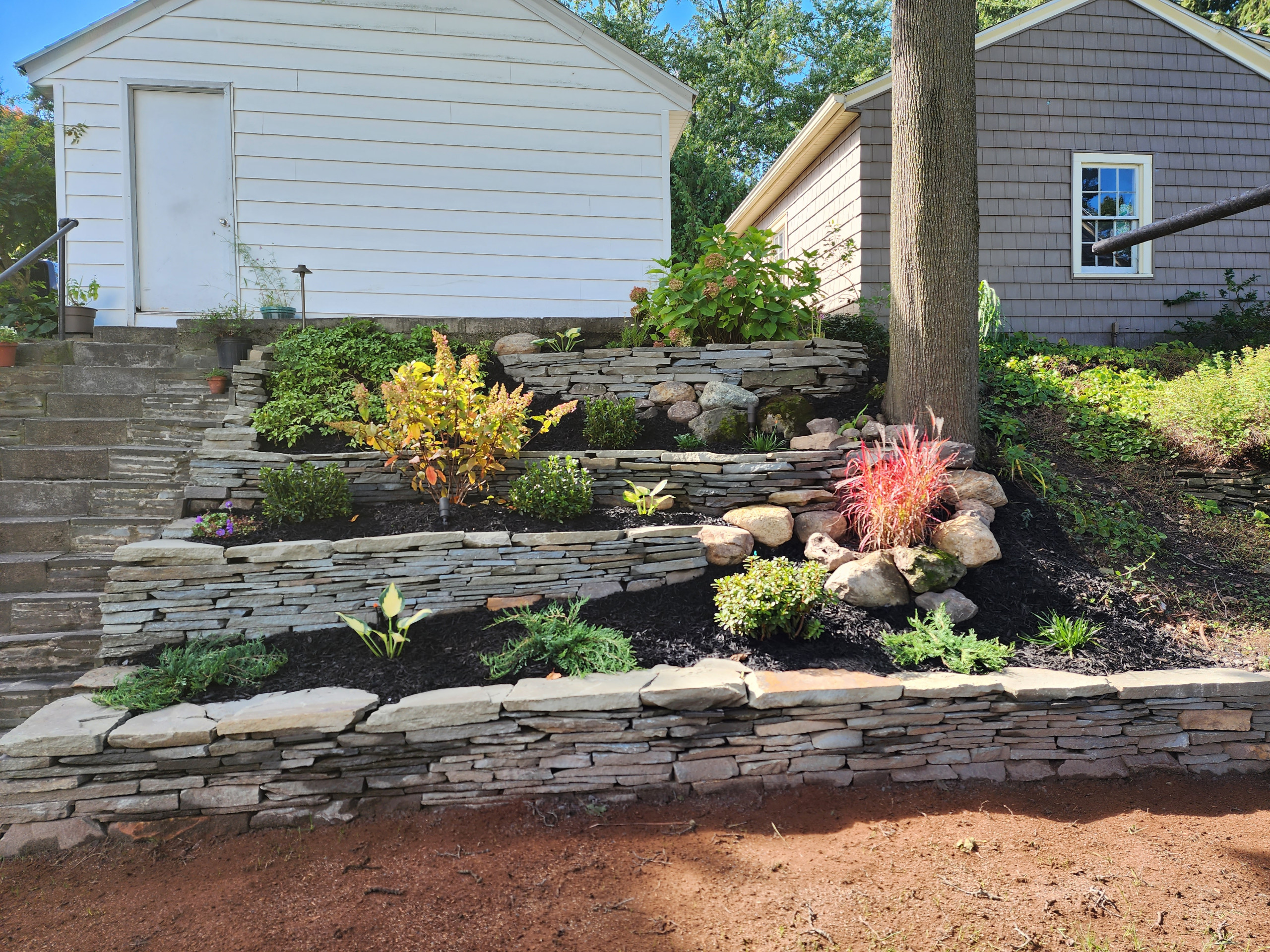 dry stacked terraced wall