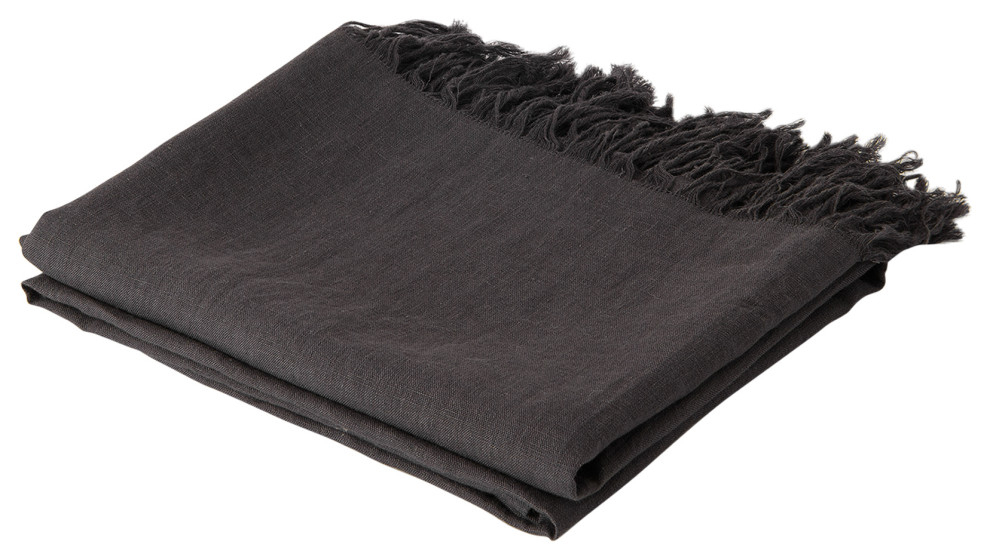 Linen Throw, Dark Grey, 50"x60"