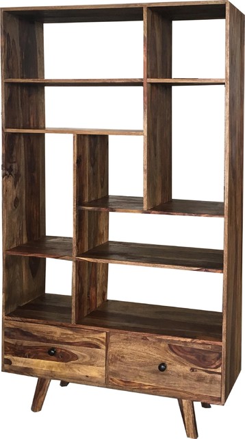 Oker Indian Rosewood 2-Drawer 9-Shelf Bookcase