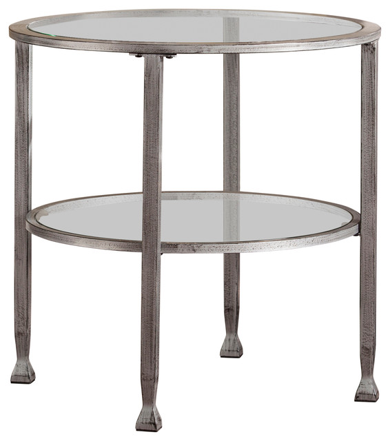 Symon Metal/Glass Round End Table - Transitional - Side Tables And End ...