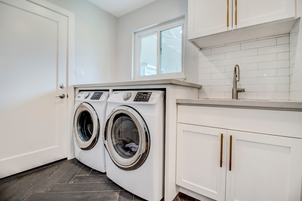 Design ideas for a modern laundry room in Sacramento.