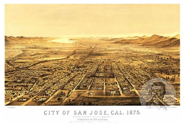dwaas De gasten toelage Historic San Jose, CA Map 1875, Vintage California Art Print Decor -  Traditional - Prints And Posters - by Ted's Vintage Art | Houzz