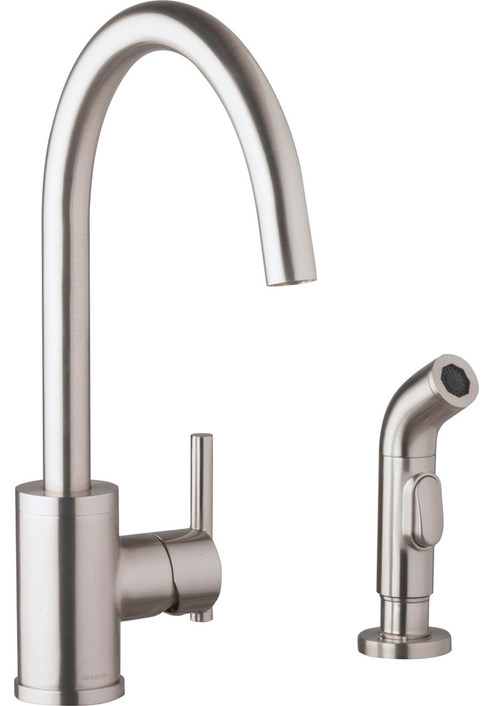 Parma Single Handle Kitchen Faucet w/ Spray, Stainless Steel