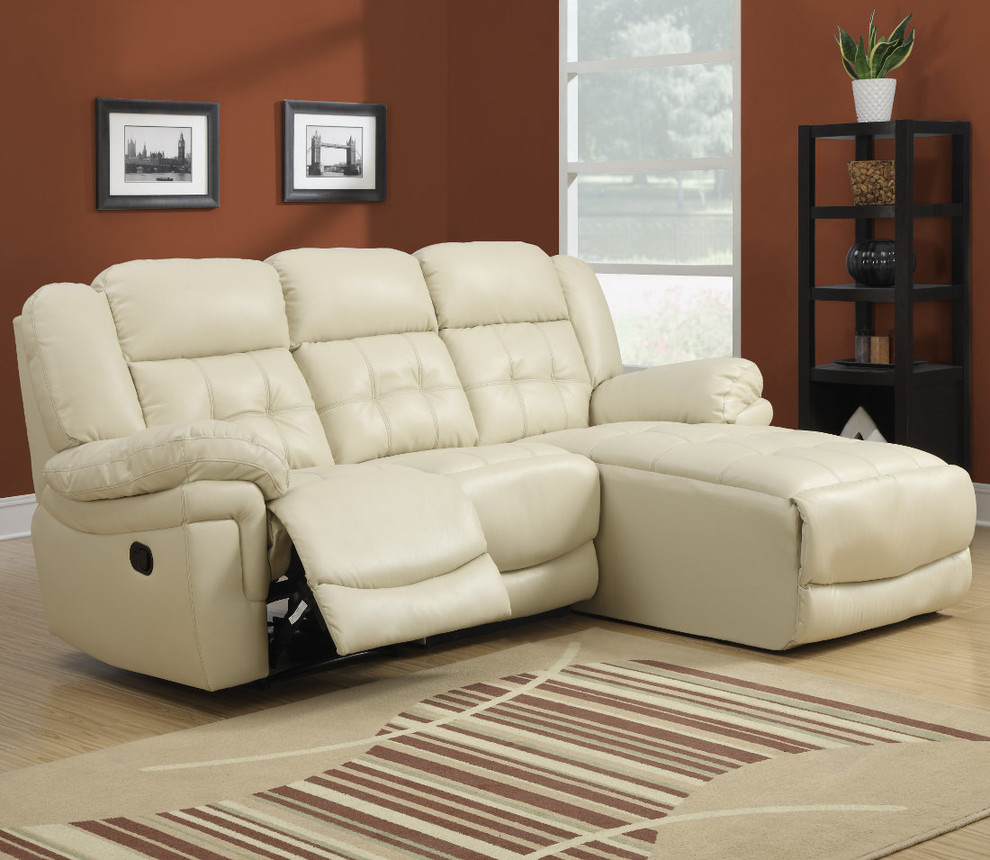Sand Bonded Leather/Match Reclining Sofa Lounger