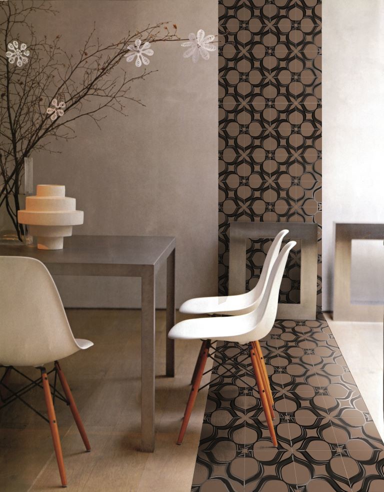 Trendy porcelain dining room photo