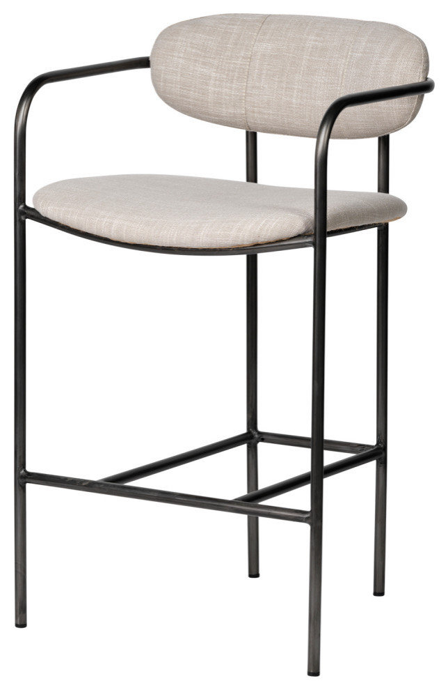 Parker Beige Fabric Seat with Dark Grey Metal Frame Counter Stool