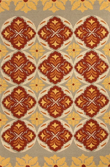 Tribal  Pattern Polypropylene Red/Yellow Indoor-Outdoor Area Rug ( 5x7.6 )