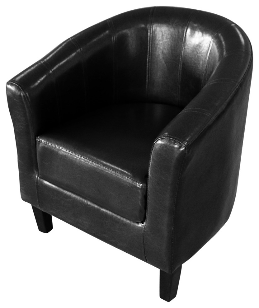 Living Room Artificial Leather Tub Chair Armchair Black